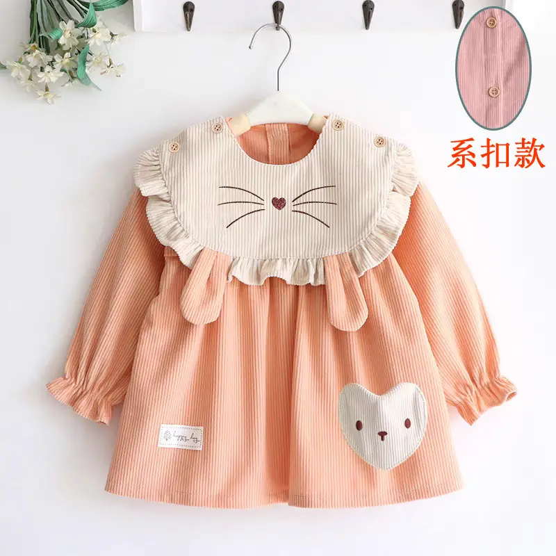 Coveralls for Baby Girls and Kidsren, Waterproof, Anti-Dirty, Thick, Reverse Dressing, Eating Bibs, Kindergarten Baby Protective Clothing, Autumn and Winter