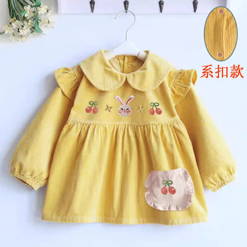 Coveralls for Baby Girls and Kidsren, Waterproof, Anti-Dirty, Thick, Reverse Dressing, Eating Bibs, Kindergarten Baby Protective Clothing, Autumn and Winter