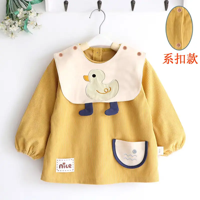 Coveralls for Baby Girls and Kidsren, Waterproof, Anti-Dirty, Thick, Reverse Dressing, Eating Bibs, Kindergarten Baby Protective Clothing, Autumn and Winter