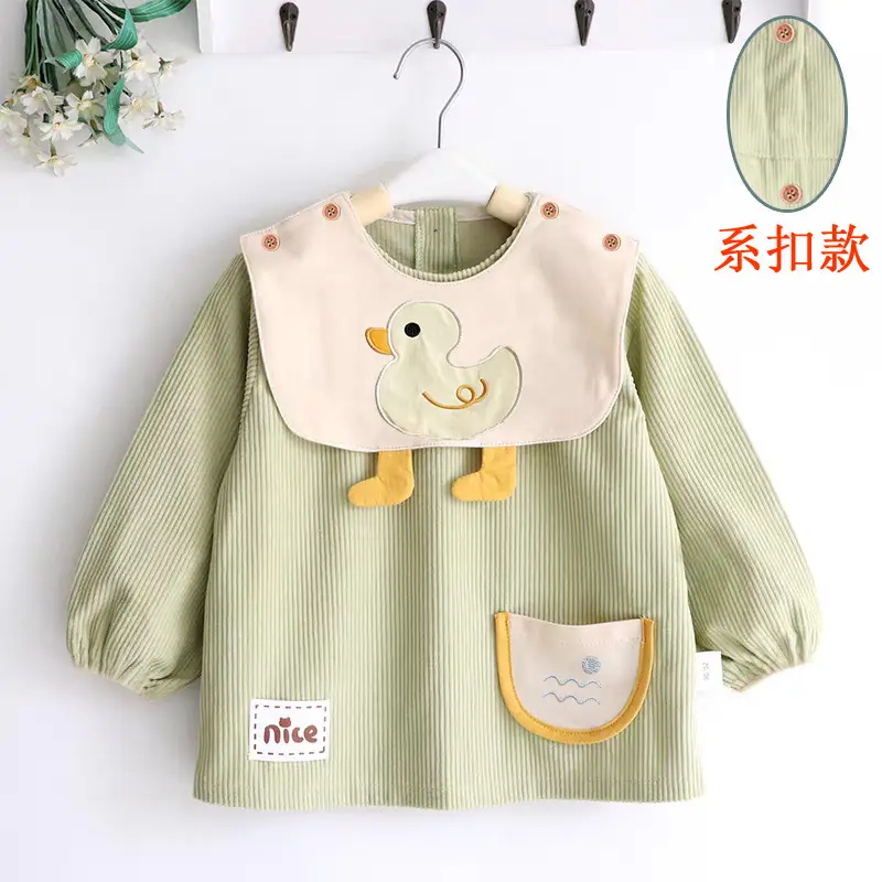 Coveralls for Baby Girls and Kidsren, Waterproof, Anti-Dirty, Thick, Reverse Dressing, Eating Bibs, Kindergarten Baby Protective Clothing, Autumn and Winter