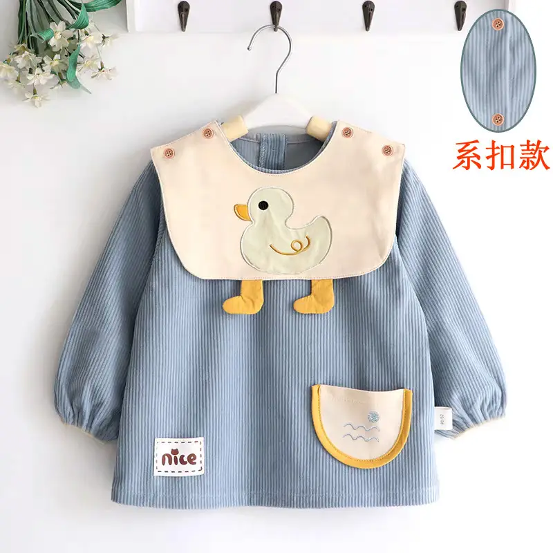 Coveralls for Baby Girls and Kidsren, Waterproof, Anti-Dirty, Thick, Reverse Dressing, Eating Bibs, Kindergarten Baby Protective Clothing, Autumn and Winter