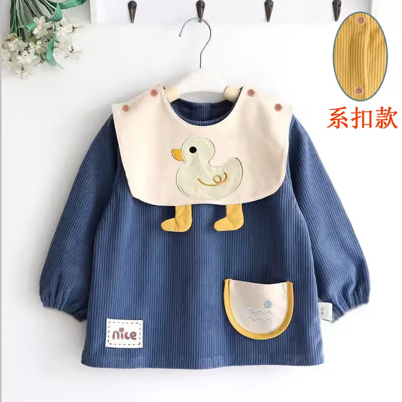Coveralls for Baby Girls and Kidsren, Waterproof, Anti-Dirty, Thick, Reverse Dressing, Eating Bibs, Kindergarten Baby Protective Clothing, Autumn and Winter