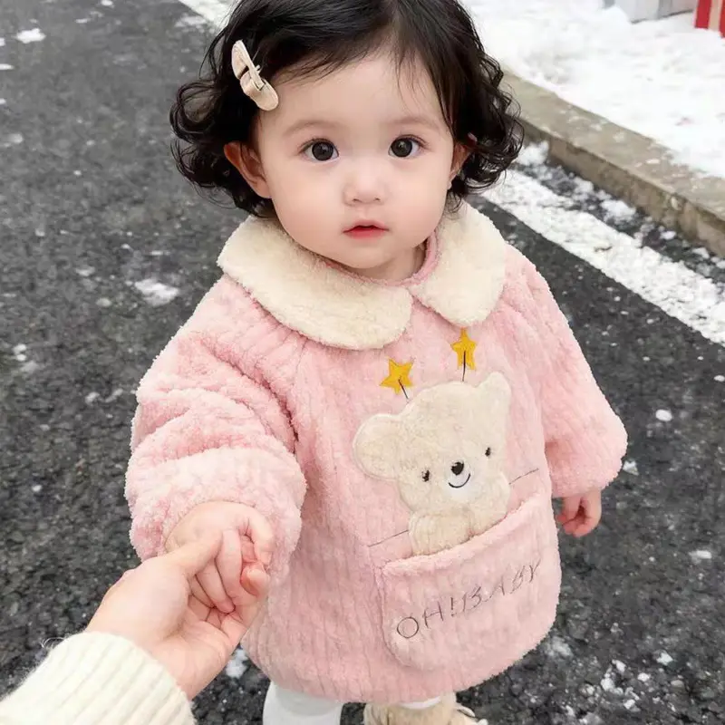 Coveralls for Baby Girls and Kidsren, Waterproof, Anti-Dirty, Thick, Reverse Dressing, Eating Bibs, Kindergarten Baby Protective Clothing, Autumn and Winter