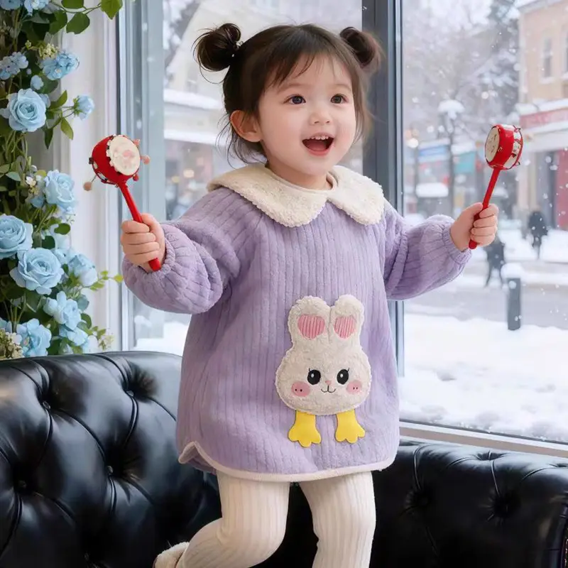 Coveralls for Baby Girls and Kidsren, Waterproof, Anti-Dirty, Thick, Reverse Dressing, Eating Bibs, Kindergarten Baby Protective Clothing, Autumn and Winter