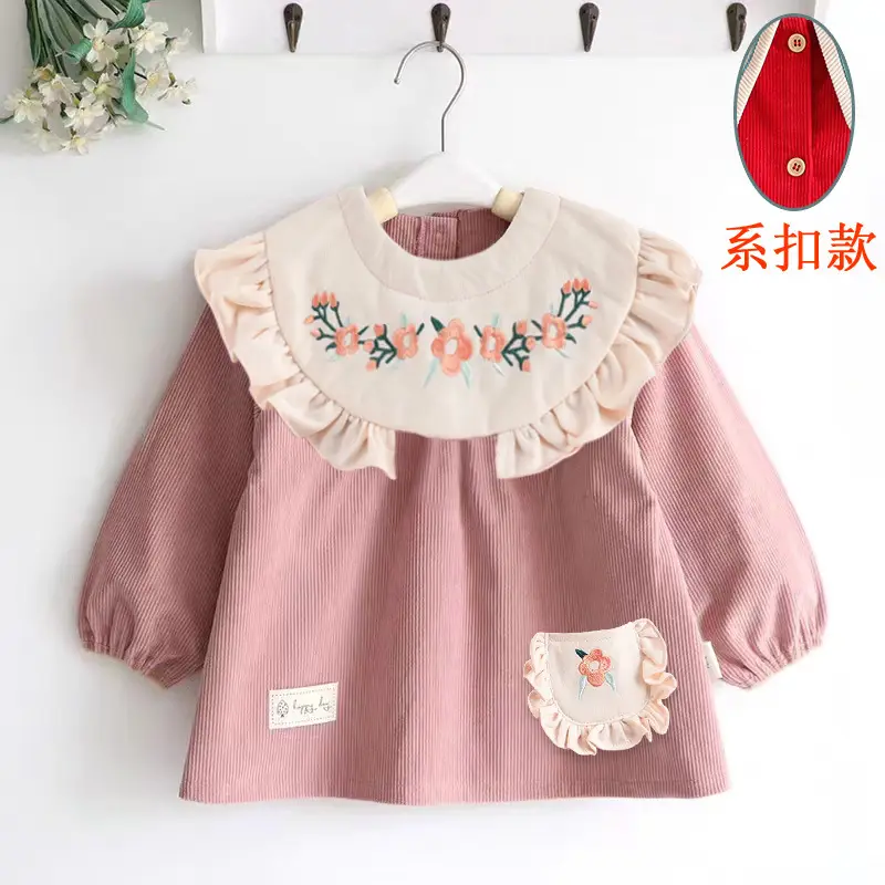 Coveralls for Baby Girls and Kidsren, Waterproof, Anti-Dirty, Thick, Reverse Dressing, Eating Bibs, Kindergarten Baby Protective Clothing, Autumn and Winter