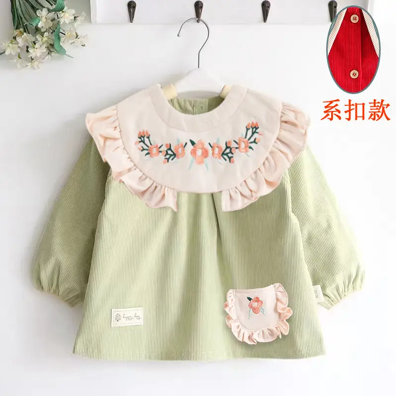 Coveralls for Baby Girls and Kidsren, Waterproof, Anti-Dirty, Thick, Reverse Dressing, Eating Bibs, Kindergarten Baby Protective Clothing, Autumn and Winter