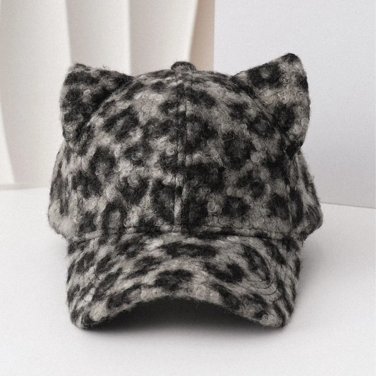 Leopard Print Cat Ear Cap with Lamb Fleece Warm Sunshade - Image 6