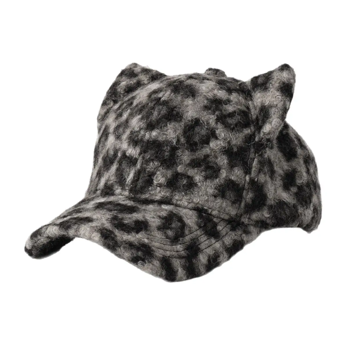 Leopard Print Cat Ear Cap with Lamb Fleece Warm Sunshade - Image 7
