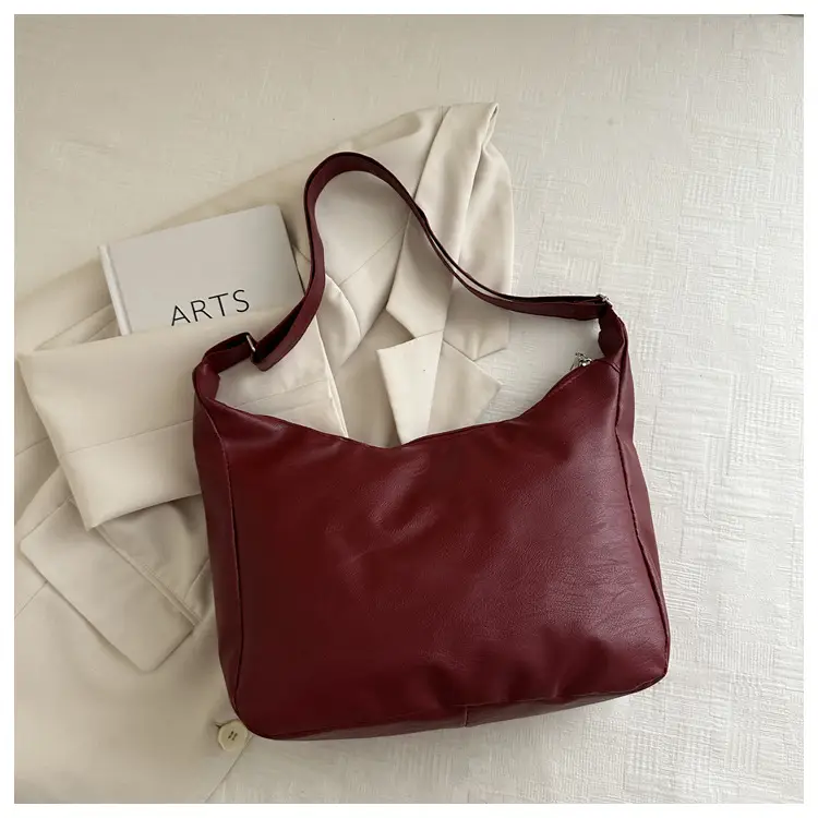 Red Leather Shoulder Bag for Women Large Capacity — feature 17
