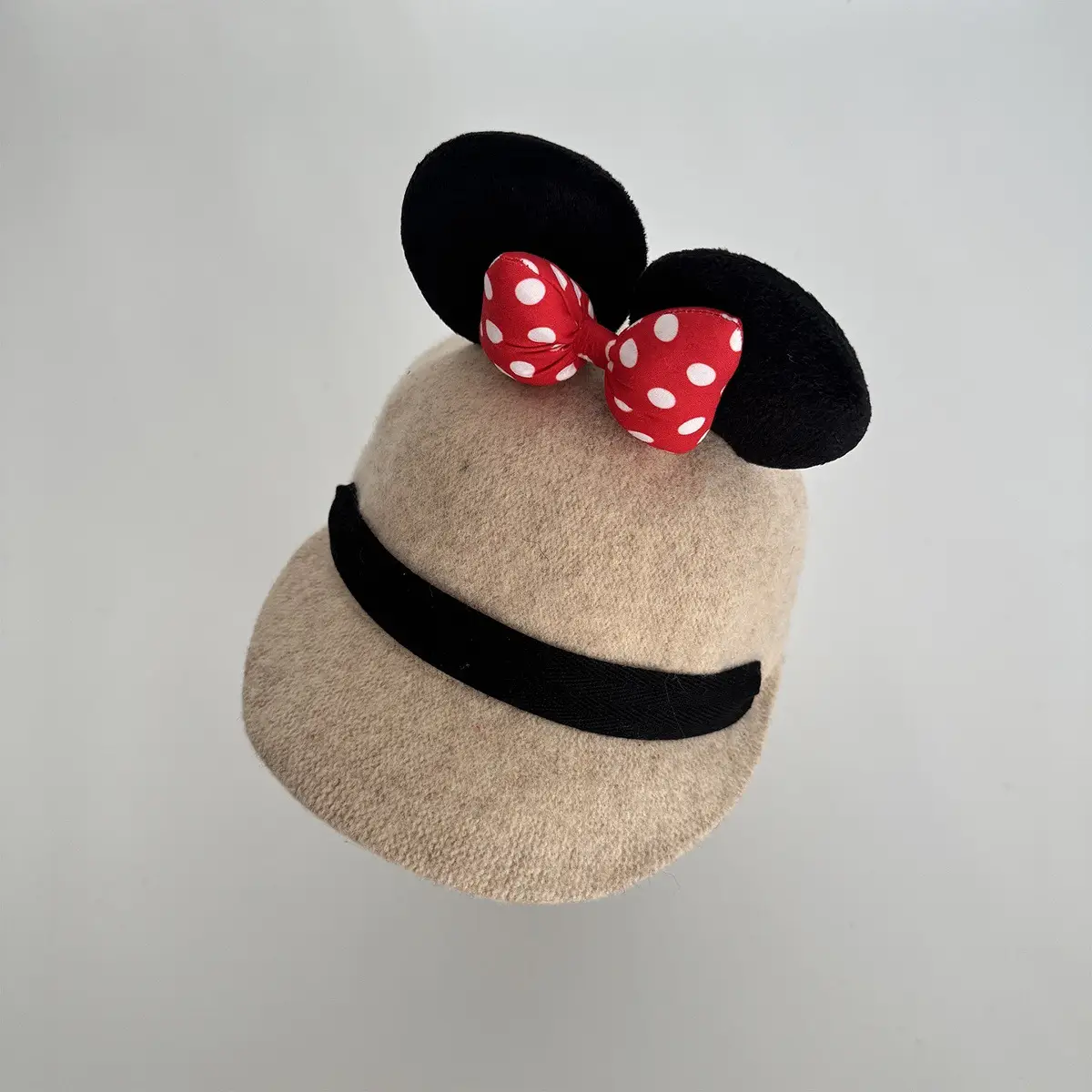 Minnie Bow Woolen Baby Hat Grey Red Polka Dot — feature 14