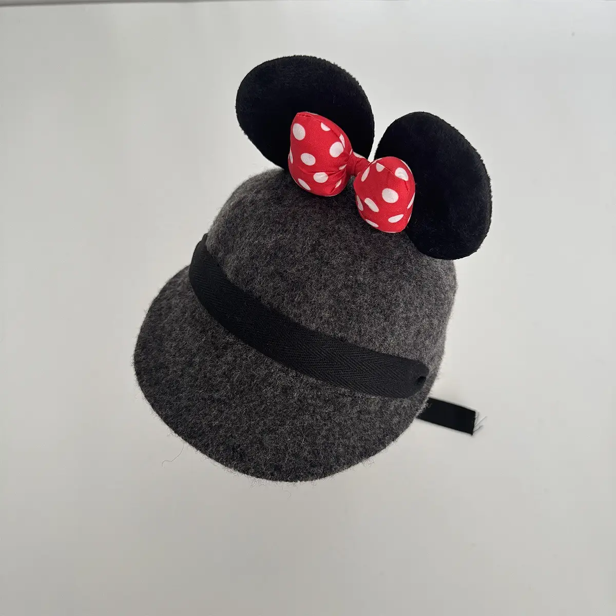 Minnie Bow Woolen Baby Hat Grey Red Polka Dot — feature 15