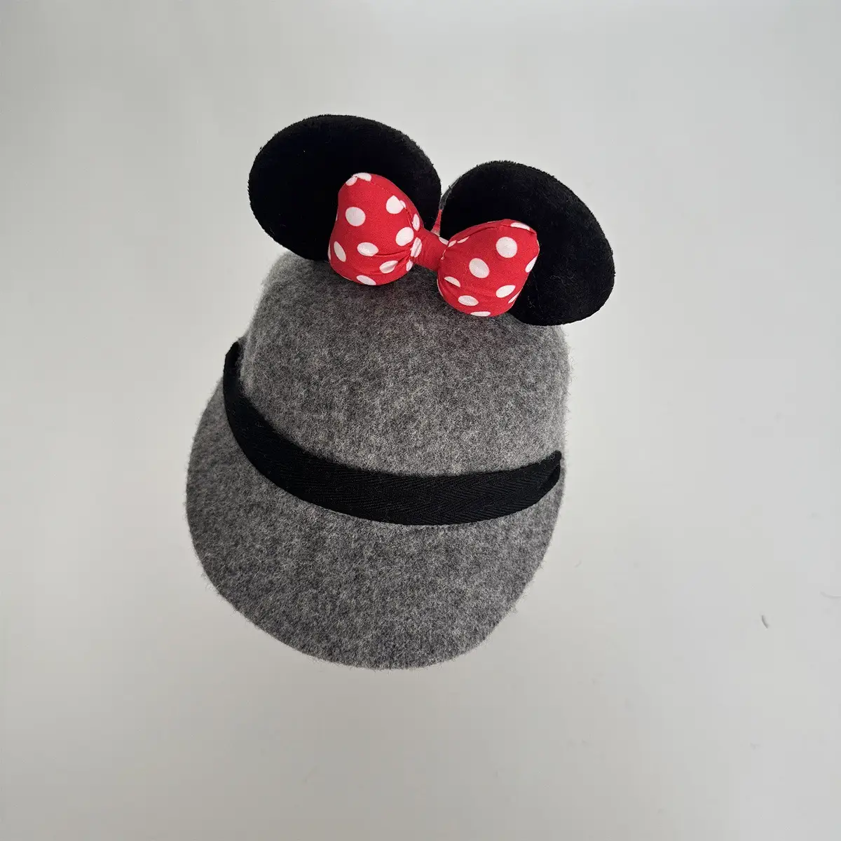 Minnie Bow Woolen Baby Hat Grey Red Polka Dot