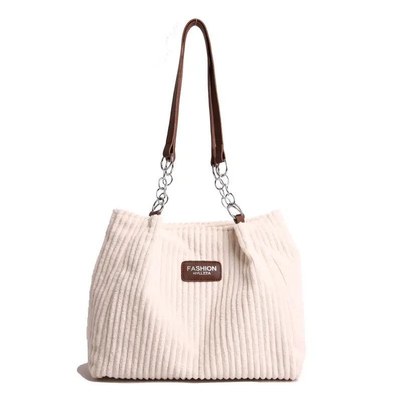 Women's Corduroy Chain Shoulder Bag 2026 Brown - Image 9