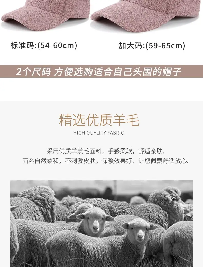 Women's Lamb Wool Baseball Cap Warm Korean Style — feature 11