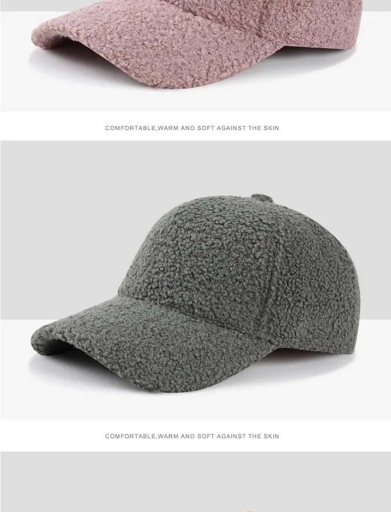 Women's Lamb Wool Baseball Cap Warm Korean Style — feature 18