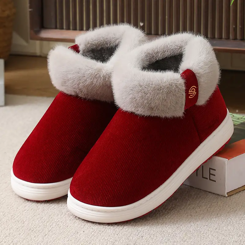 Elderly Cotton Shoes, Non-Slip, Men's Winter Fleece-Lined Warm Old-Fashioned Cotton Slippers for Middle-Aged and Elderly Women, Suitable for Outdoor Wear, Available for Dropshipping