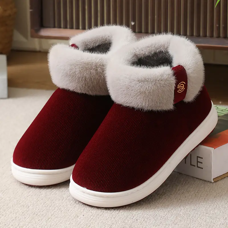 Elderly Cotton Shoes, Non-Slip, Men's Winter Fleece-Lined Warm Old-Fashioned Cotton Slippers for Middle-Aged and Elderly Women, Suitable for Outdoor Wear, Available for Dropshipping