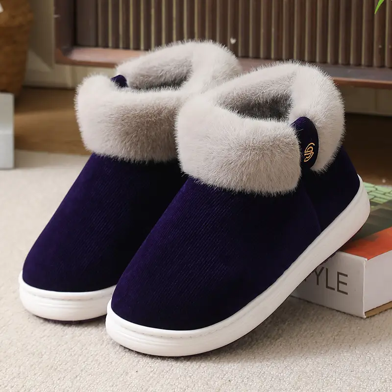 Elderly Cotton Shoes, Non-Slip, Men's Winter Fleece-Lined Warm Old-Fashioned Cotton Slippers for Middle-Aged and Elderly Women, Suitable for Outdoor Wear, Available for Dropshipping