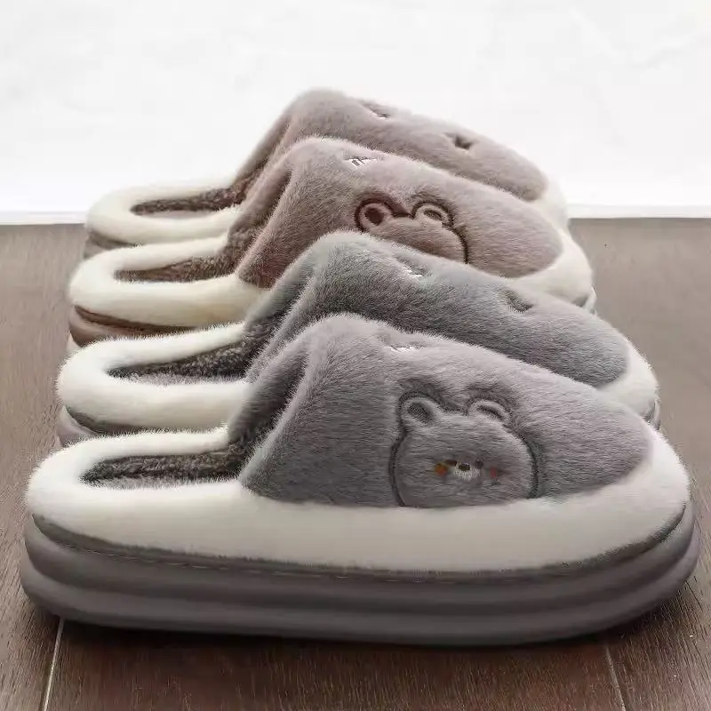 Source Factory Cotton Slippers for Women, Autumn and Winter 2025 New Model, Indoor Home Use, Thick-Soled, Non-Slip, Warm, Couple's Winter Slippers - Image 5
