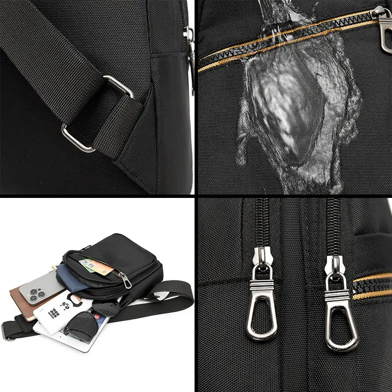 Men's Navy Blue Crossbody Bag with Yellow Zipper - Image 5
