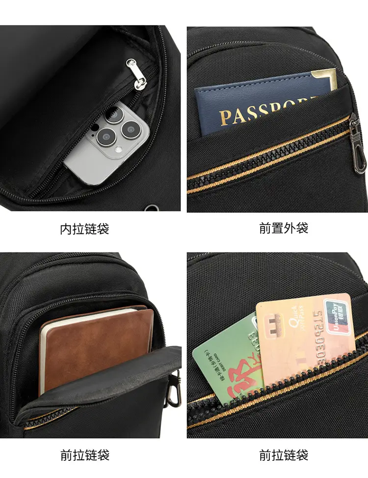 Men's Navy Blue Crossbody Bag with Yellow Zipper — feature 12