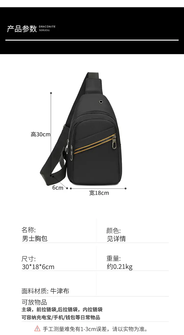 Men's Navy Blue Crossbody Bag with Yellow Zipper — feature 16