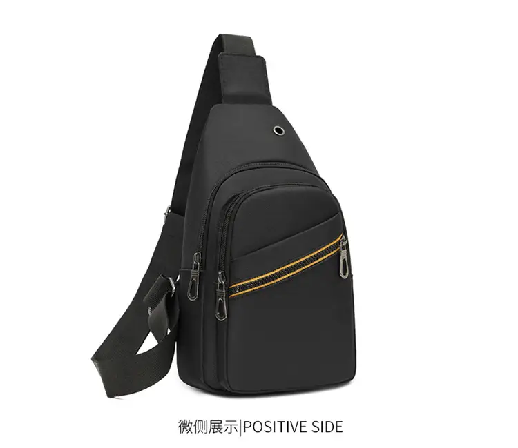 Men's Navy Blue Crossbody Bag with Yellow Zipper — feature 18