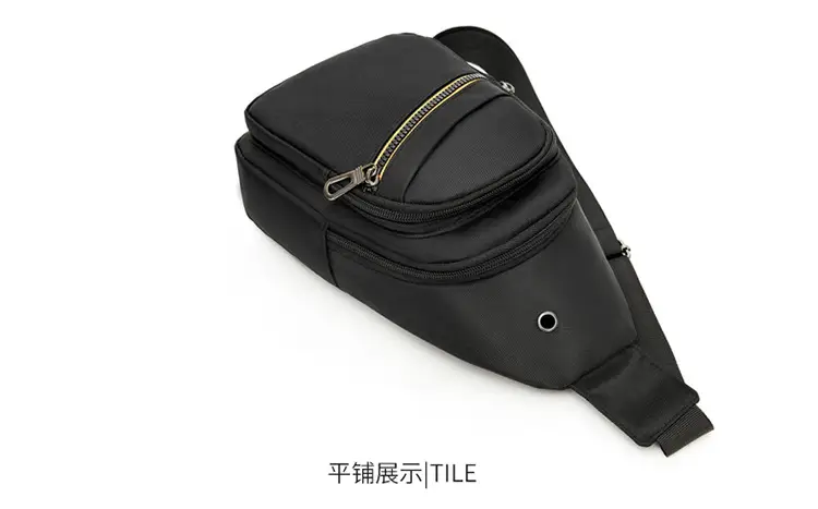 Men's Navy Blue Crossbody Bag with Yellow Zipper — feature 22