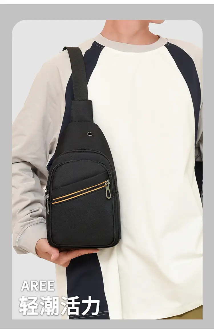 Men's Navy Blue Crossbody Bag with Yellow Zipper — feature 27