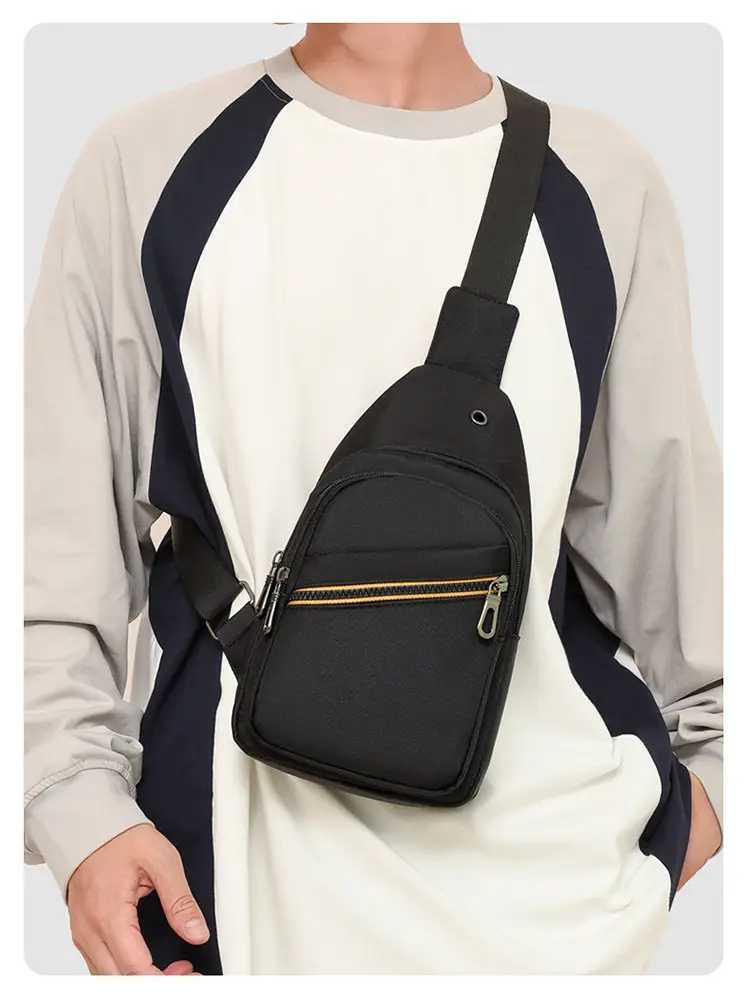 Men's Navy Blue Crossbody Bag with Yellow Zipper — feature 28