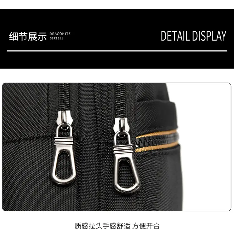 Men's Navy Blue Crossbody Bag with Yellow Zipper — feature 30