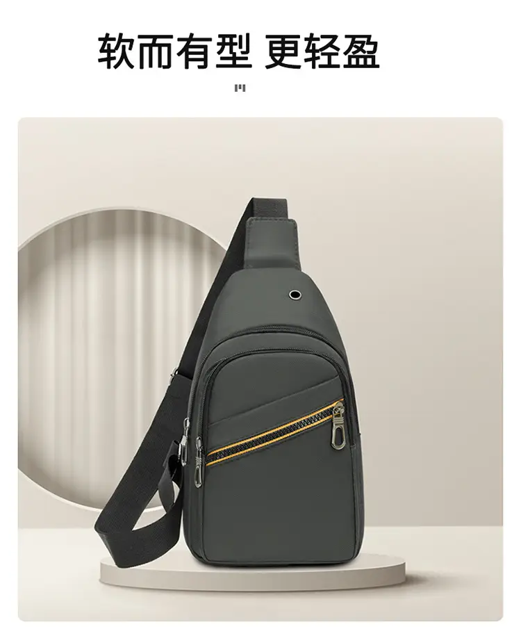 Men's Navy Blue Crossbody Bag with Yellow Zipper — feature 9