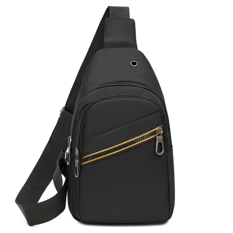 Men's Navy Blue Crossbody Bag with Yellow Zipper - Image 2