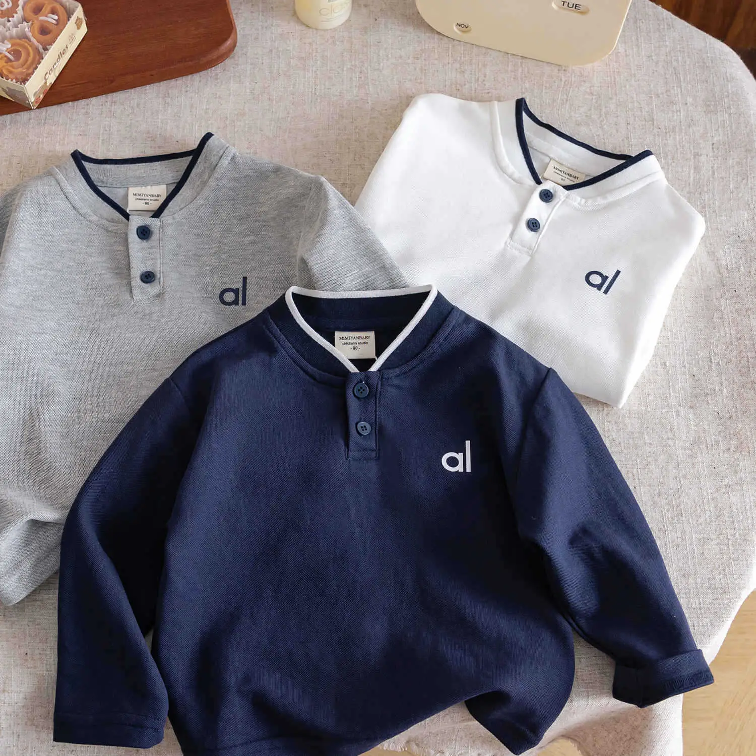 White Polo Collar Long Sleeve T-Shirt for Boys 2025 - Image 6