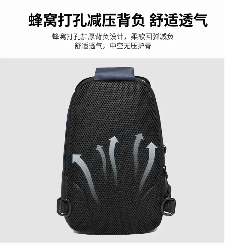 Men's Navy Blue Crossbody Chest Bag with Adjustable Strap — feature 10