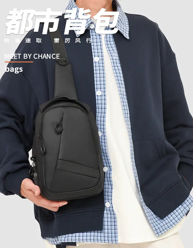 Men's Navy Blue Crossbody Chest Bag with Adjustable Strap — feature 15