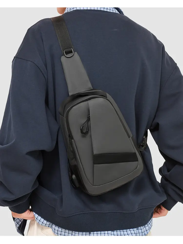 Men's Navy Blue Crossbody Chest Bag with Adjustable Strap — feature 26