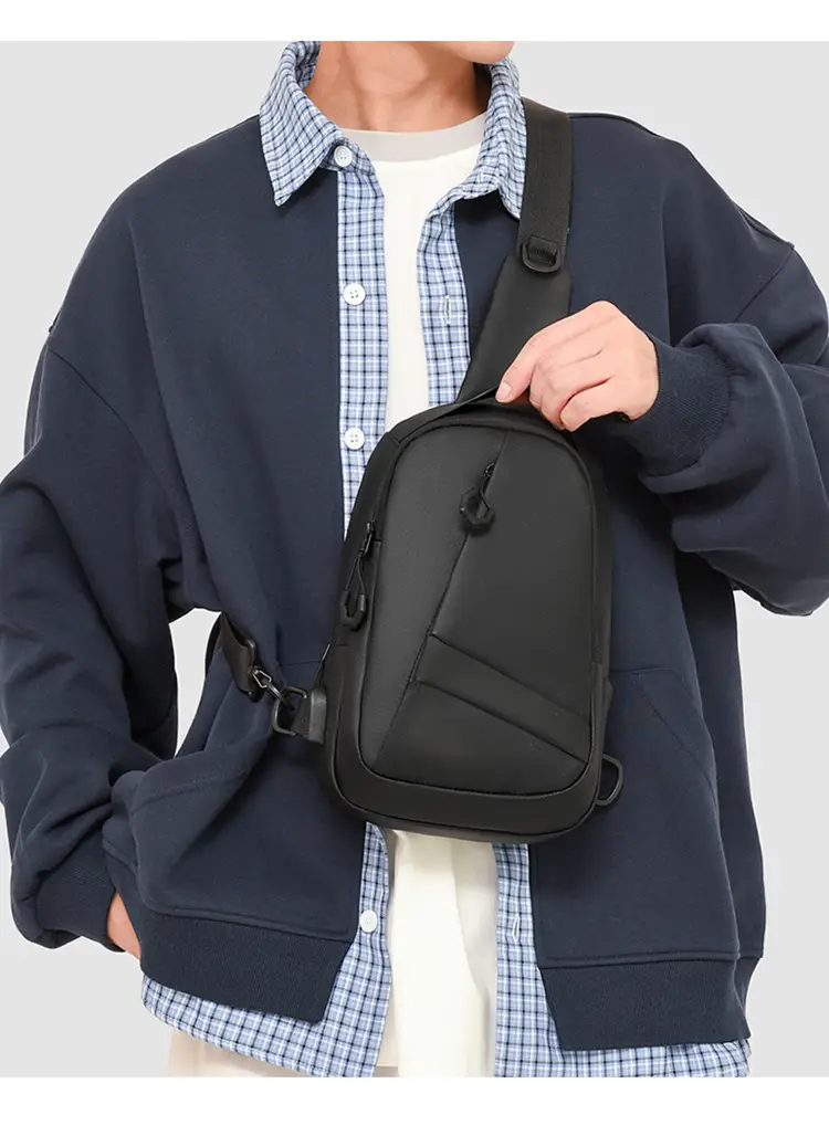 Men's Navy Blue Crossbody Chest Bag with Adjustable Strap — feature 27