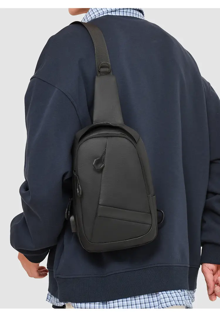 Men's Navy Blue Crossbody Chest Bag with Adjustable Strap — feature 28