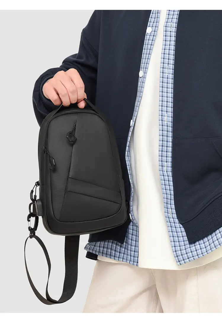 Men's Navy Blue Crossbody Chest Bag with Adjustable Strap — feature 29