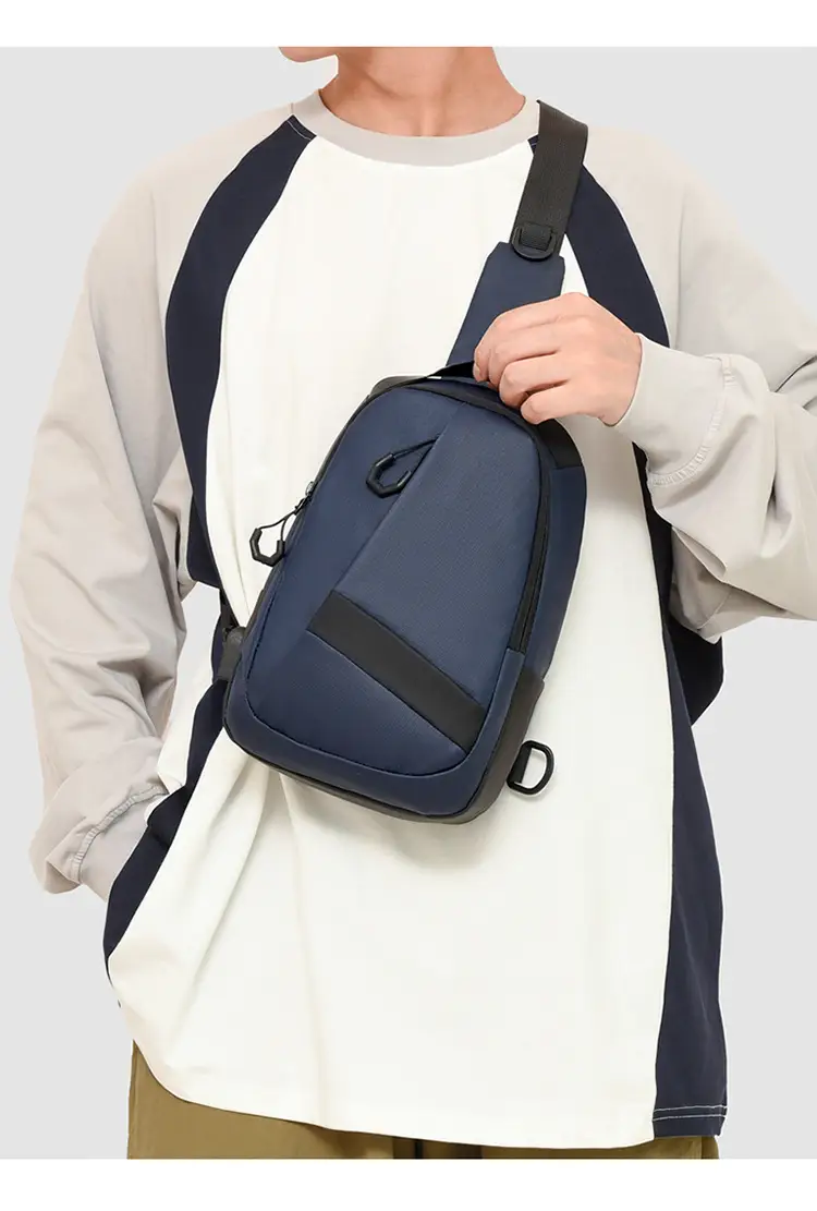 Men's Navy Blue Crossbody Chest Bag with Adjustable Strap — feature 31