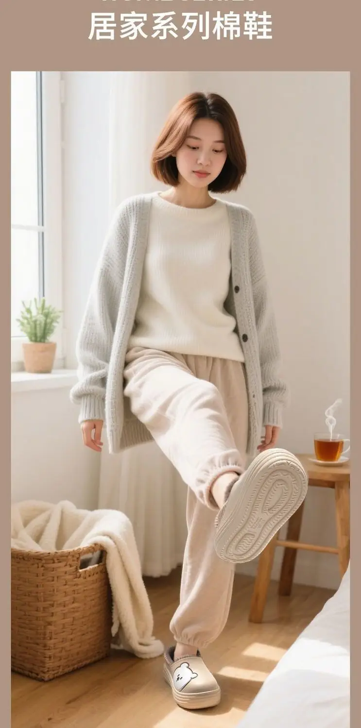Women's Cotton Slip-On Warm Shoes for Indoor Winter — feature 7