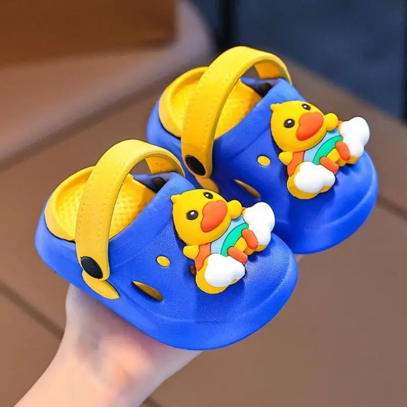 Cute Cartoon Baby Slippers for Kids 1-3Yr Blue Thick Soled
