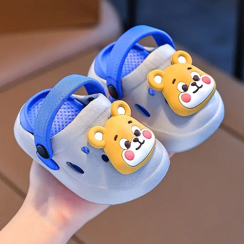 Cute Cartoon Baby Slippers for Kids 1-3Yr Blue Thick Soled