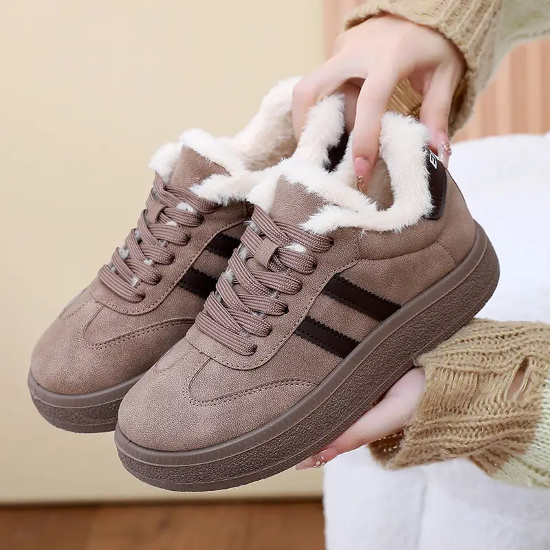 New Plush Platform German Training Women's Shoes Thick-Soled Sneakers Versatile Women's Cotton Shoes Retro Sports Casual Warm Shoes for Women