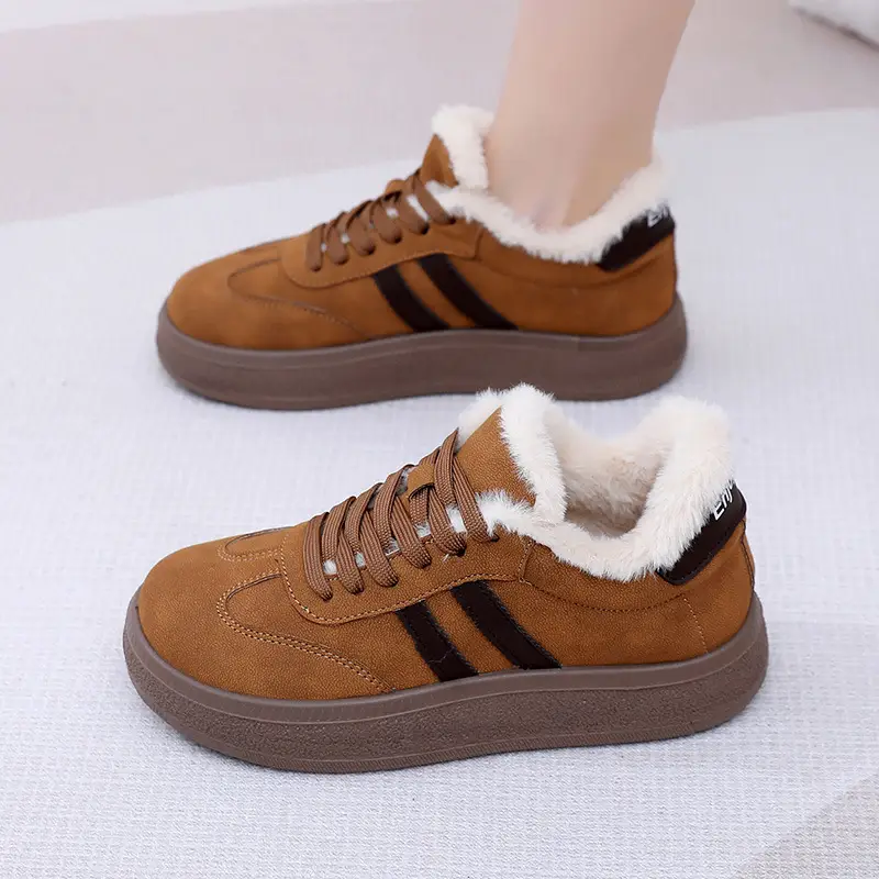 New Plush Platform German Training Women's Shoes Thick-Soled Sneakers Versatile Women's Cotton Shoes Retro Sports Casual Warm Shoes for Women