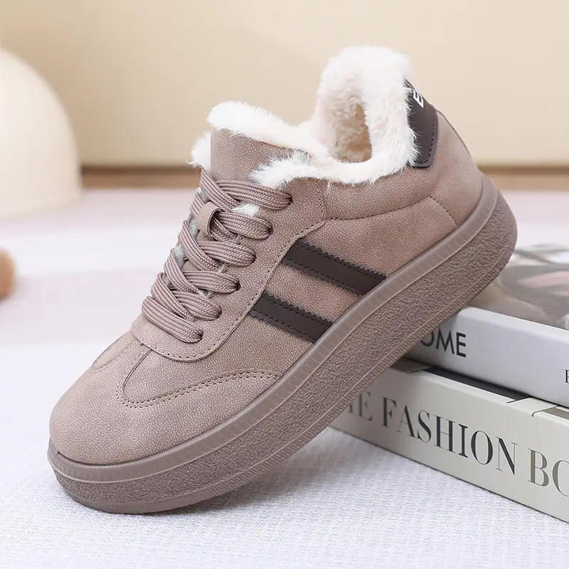 New Plush Platform German Training Women's Shoes Thick-Soled Sneakers Versatile Women's Cotton Shoes Retro Sports Casual Warm Shoes for Women