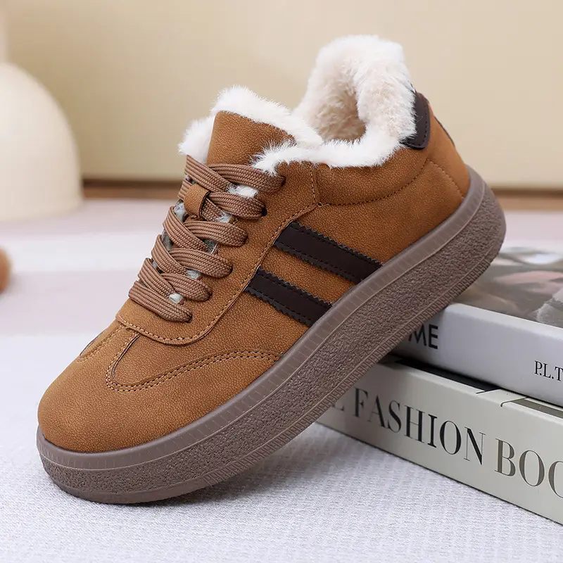 New Plush Platform German Training Women's Shoes Thick-Soled Sneakers Versatile Women's Cotton Shoes Retro Sports Casual Warm Shoes for Women