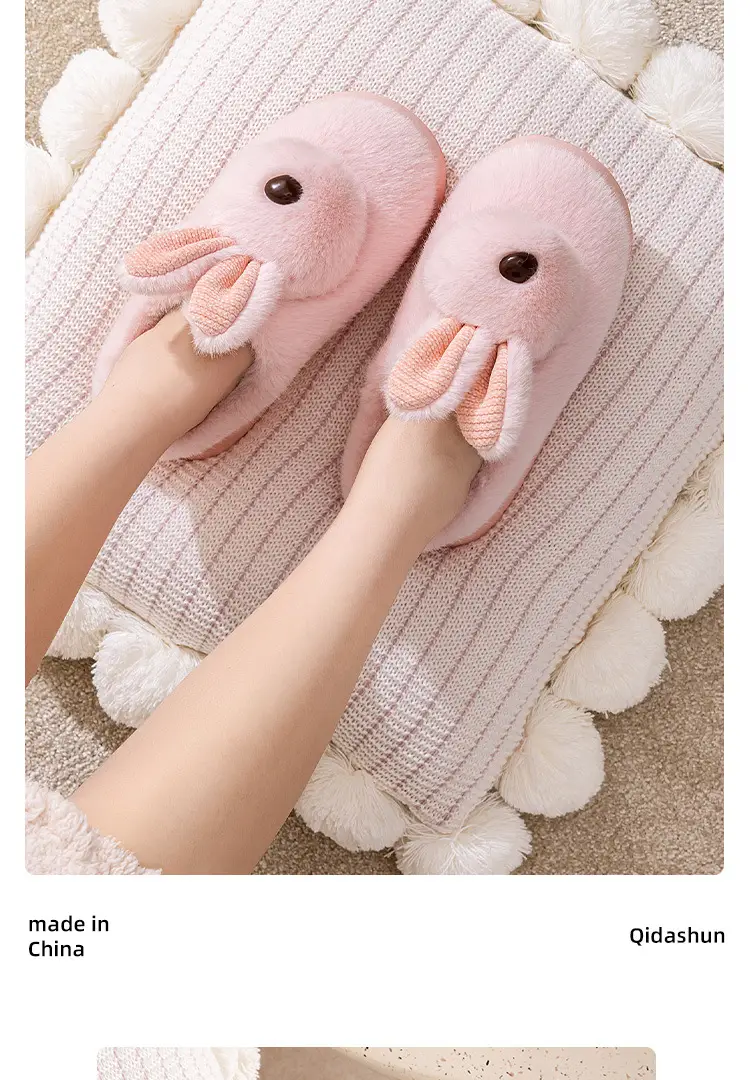 Qida Shun New Cotton Slippers Autumn and Winter Indoor and Outdoor Plush Cotton Shoes Warm and Thickeneded Cute Ladies Cotton Slippers Wholesale — feature 14