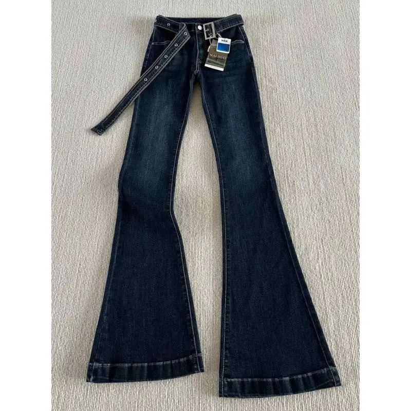 Dark Blue Figure Shaping Bootcut Jeans Women 2025